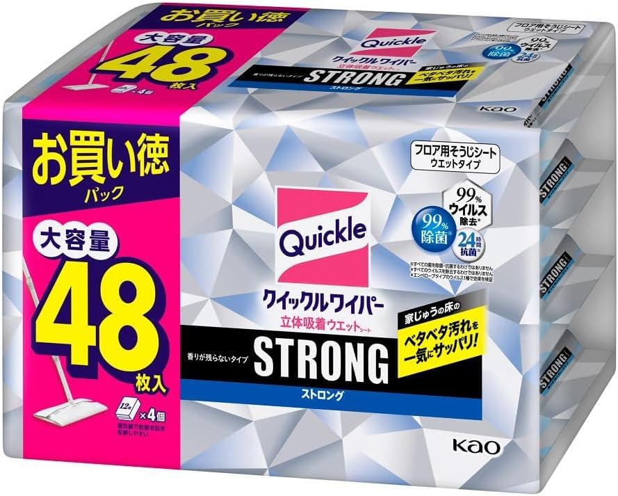 Amazon | 【まとめ買い】クイックルワイパー 12枚×4パック立体吸着 