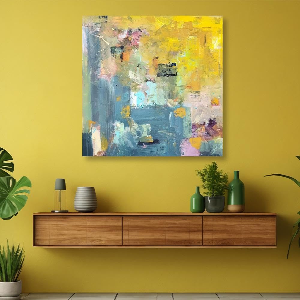 Wakefit Wall Painting, Harmonious Strokes Canvas Wall Art, Wooden Framed Abstract Art,Painting for Wall decoration, Wall Painting for Living Room, Modern Home Decor, Set of 1, (8x8 Inch)