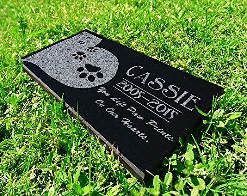 Heart Paws You Left Paw Prints on Our Hearts Pet Grave Markers Memorial Stones Personalized Headstone Absolute Black Granite Garden Plaque Engraved with Dog Cat Name Dates