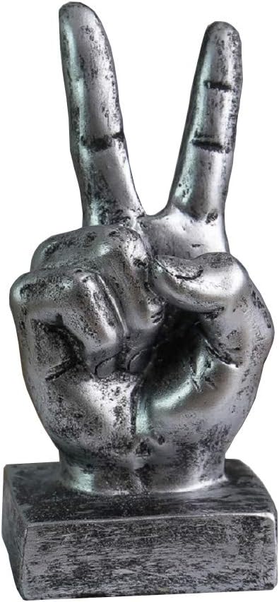 Creative Statues and Abstract Hand Sculptures for Home & Office Decor,Finger Signs Marks Figurines (Silver Yes)