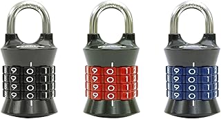 Master Lock Locker Lock Set Your Own Combination Padlock, 3 Pack, Colors May Vary, 1535EC3