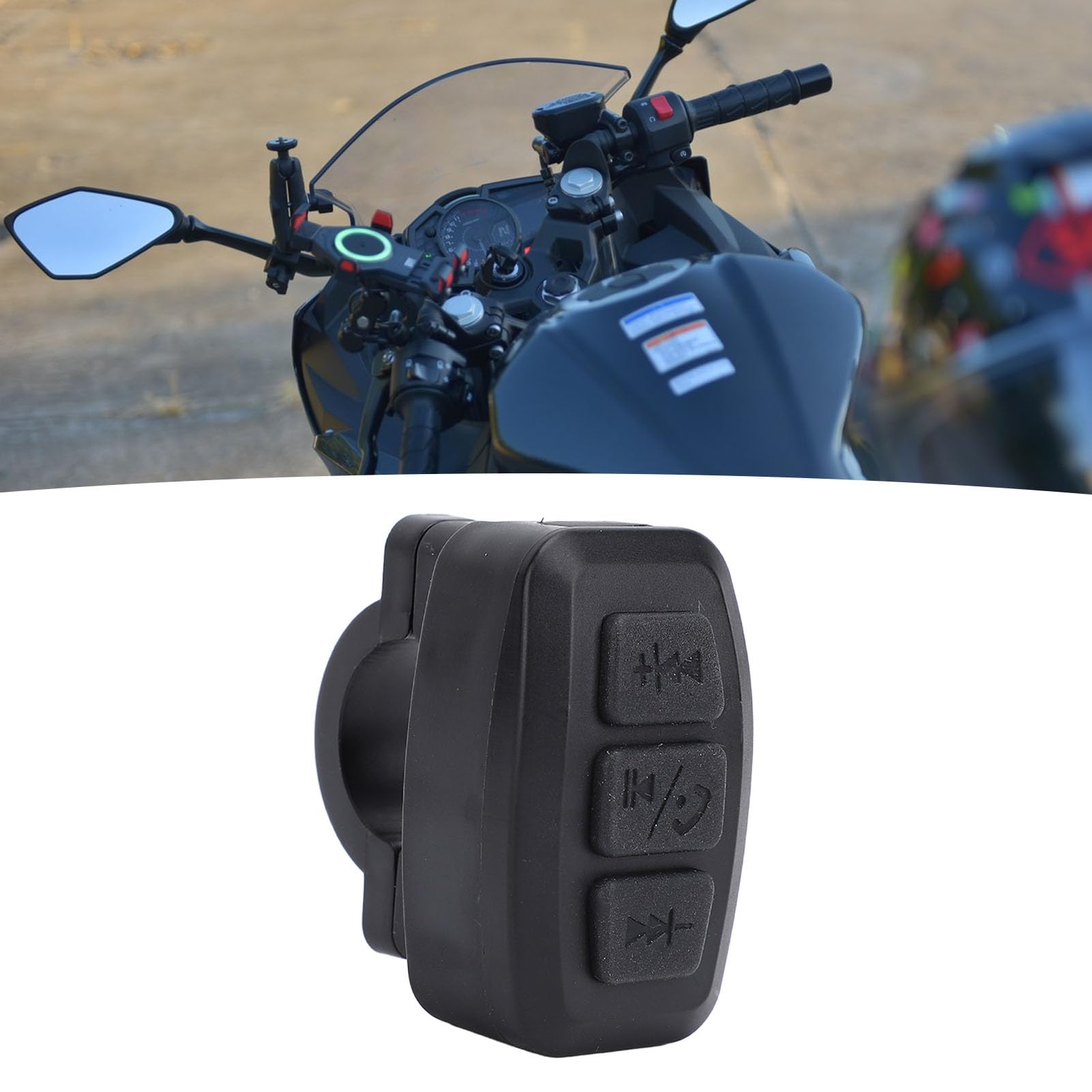 Bluetooth Fernbedienung Wasserdicht Wiederaufladbar Lenkrad Musik Auto Fahrrad Motorrad für Android (Black)