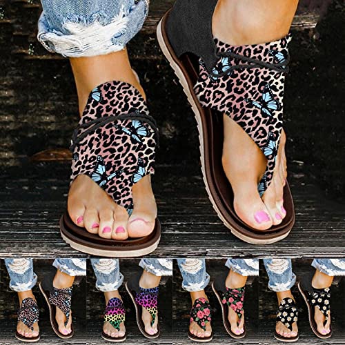 Beach Sandals For Women, Sandals Womens Wedge Sandals Arch Support Slip On Orthopedic Flat Clip Toe Sandals Red #TOP4