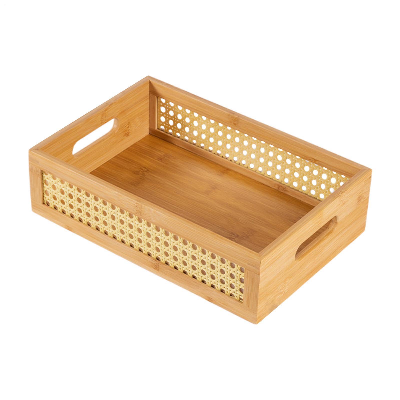 Panier en rotin naturel : boîte de rangement rectangulaire bohème pour salon