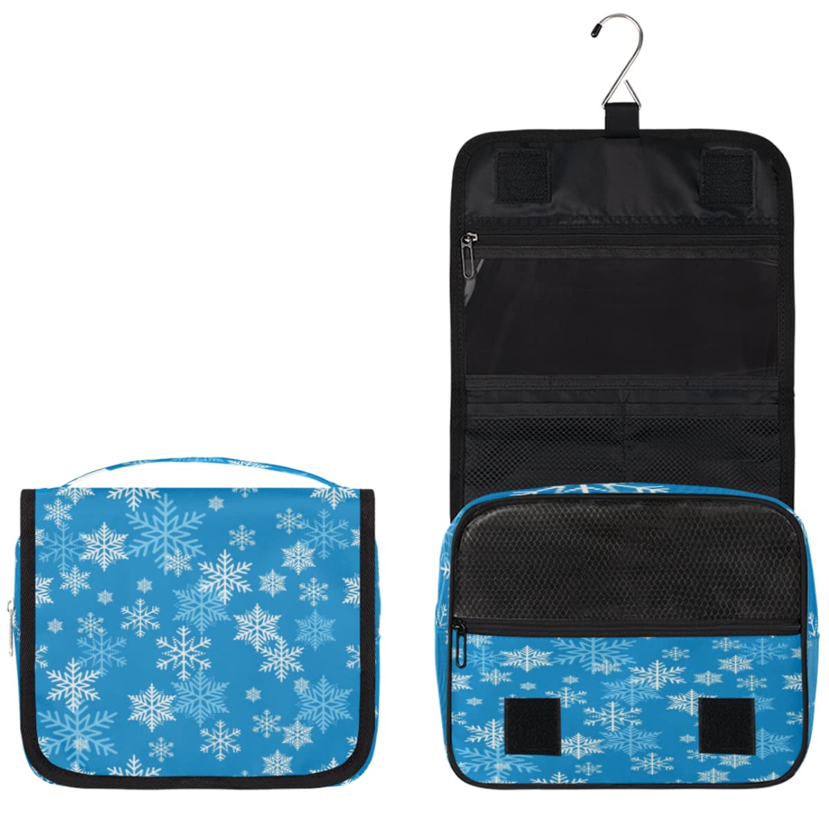 Śnieżynka Podróżna Kosmetyczka Niebieski płatek śniegu Torba do mycia Torba Unisex Wiszące przybory toaletowe Kosmetyczka Organizer do makijażu, wielobarwny, Jeden rozmiar