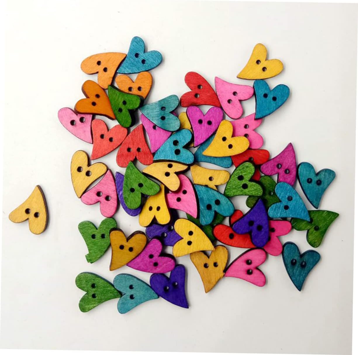 100Pcs Wooden Curved Heart Buttons for Scrapbooking and Knitting image 5