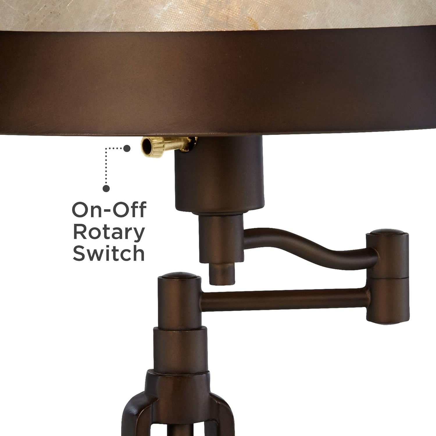 Franklin Iron Works Samuel Rustic Industrial Desk Table Lamps with USB Charging Port 21 1/4" High Set of 2 Bronze Swing Arm Mica Shade for Bedroom Living Nightstand Bedside Office Kids Room House