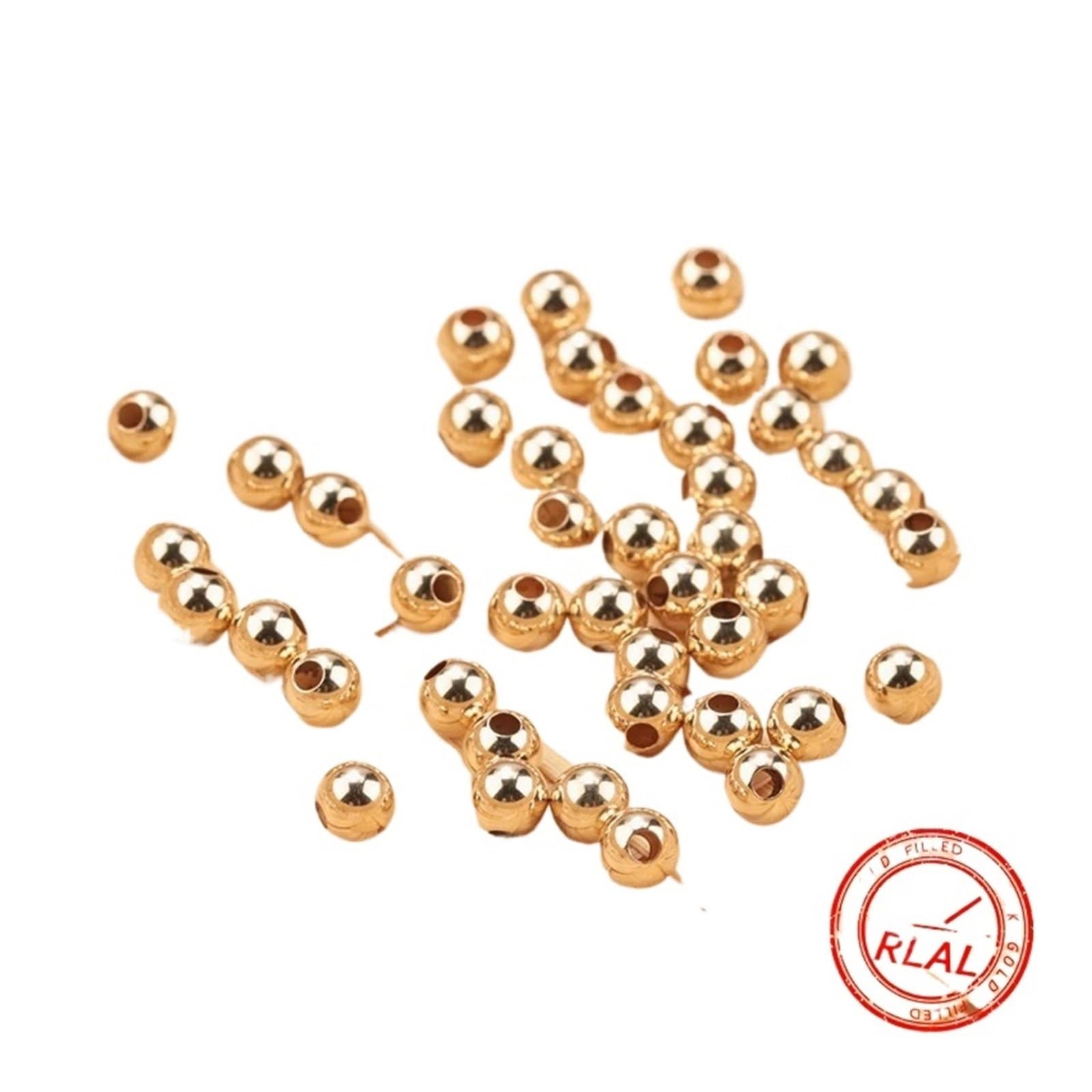 100 sztuk 14K Złote Wypełnione Koraliki Przekładkowe 2mm 3mm 4mm Okrągłe Luźne Koraliki Do Bransoletek Naszyjników DIY Biżuteria Making Akcesoria Hurtownie