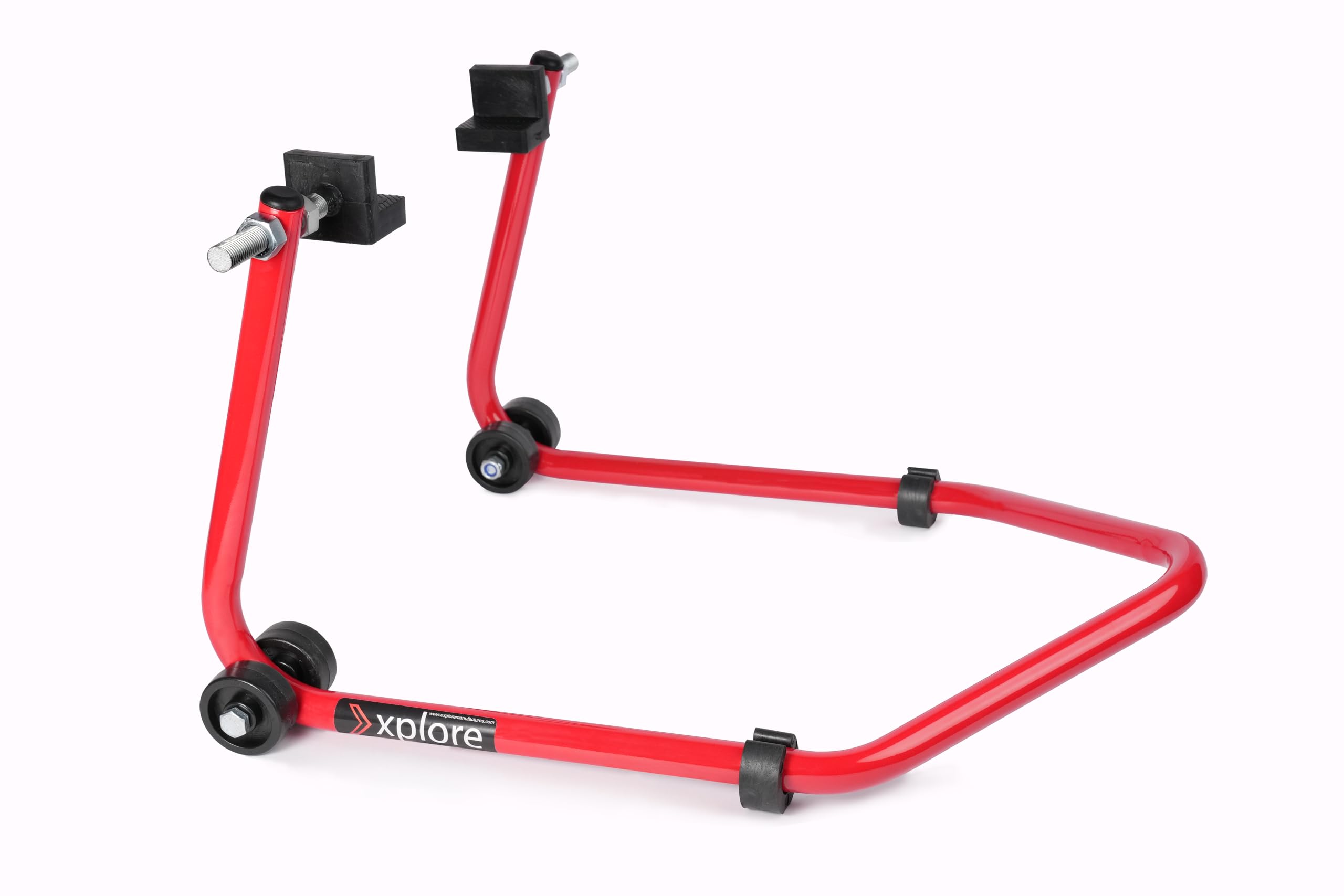 Explore single frame high quality universal Paddock Stand with swingarm L supports for all Bikes upto 300kg weight (lifetime spare parts replacement availability & 5 years frame warranty) (RED)