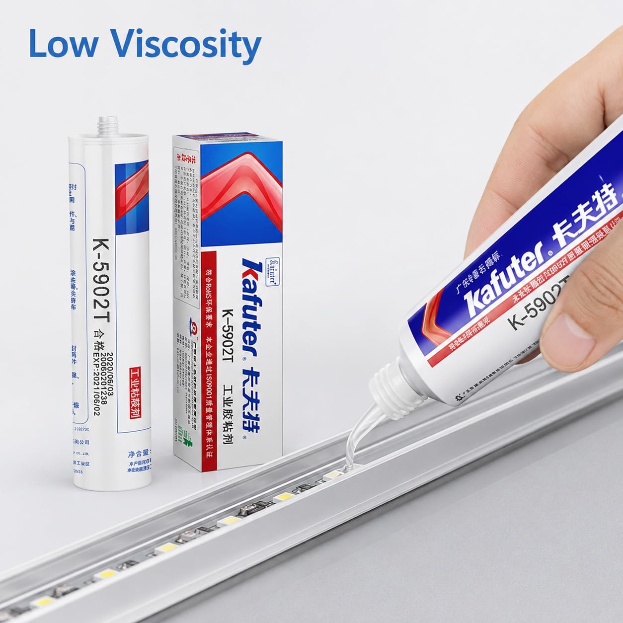 VIDOO Kafuter K-5902T Płynny Silikon, Matryca Zalewowa o Przejrzystości Klasy Optycznej do Cienkowarstwowych Taśm LED - 300ml