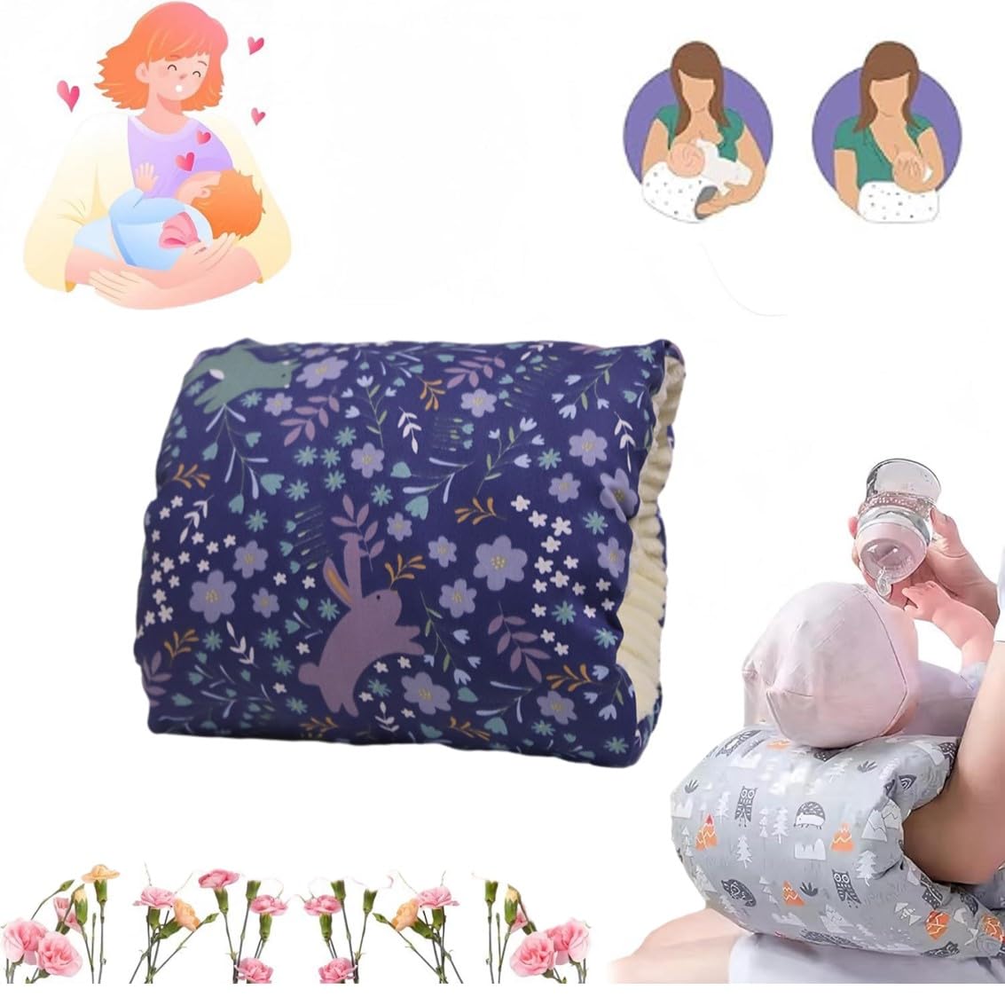 EHOTER Cozy Cradle Pillow Cozy Cradle Arm Pillow for Baby Nursing Head Support Pillow Anti-Spitting Breastfeeding and Bottle Feeding Nursing Arm Pillow Gift for Novice Mothers (K)