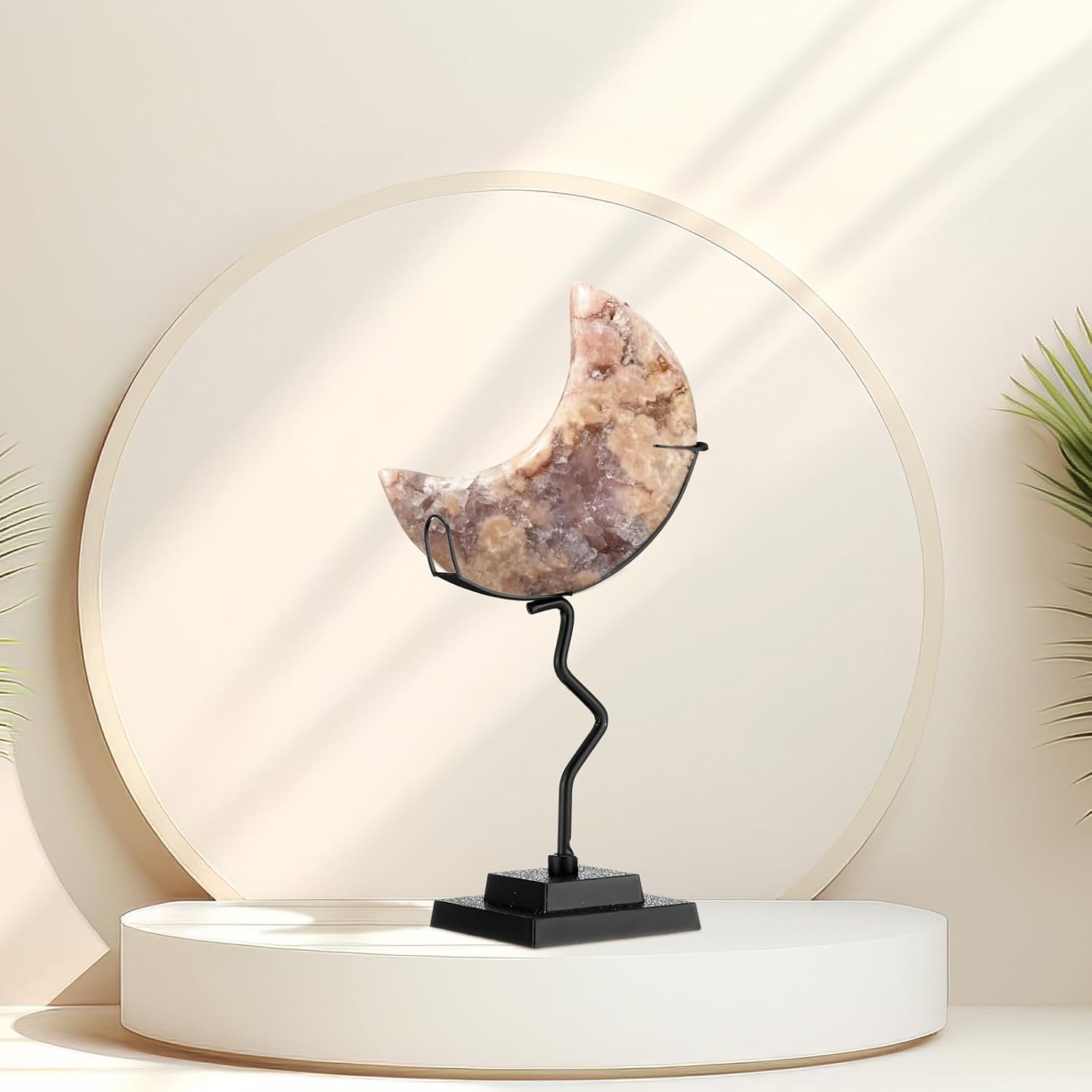 4 Pcs Moon Crystal Holder Rock Display Stand, 5 x 2 Inch, Black