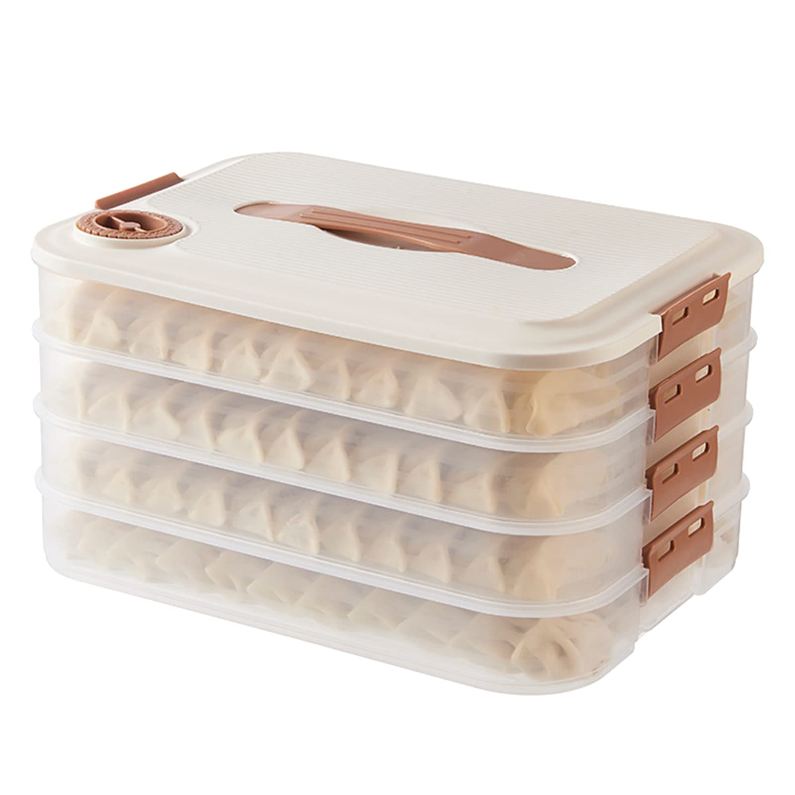 goodluxx Contenitore multistrato per ravioli con coperchio, contenitore organizzativo per cucina, cibo, verdure, ravioli croccanti, 4#