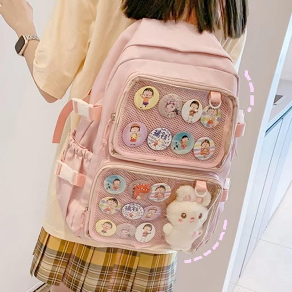 Kawaii Backpack Cute Ita Bag Large School Pink Ita Backpack for Pin Display Women Girl (Pink)