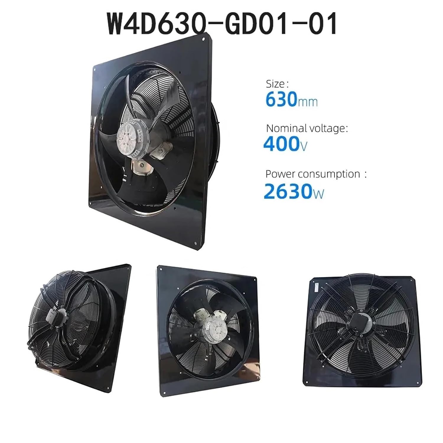 Silent Axial Flow Control 400VAC W4D630-GD01-01 φ630mm 1320RPM Server Inverter Cabinet Fan