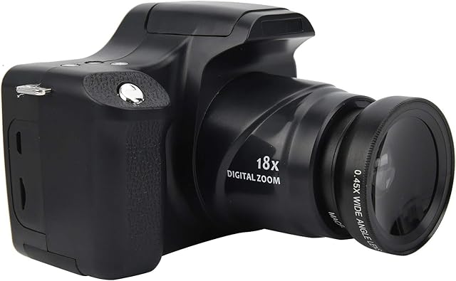 Portable Digital Camera, 3.0 in LCD Screen 18X Zoom HD SLR Camera Long Focal Length, Supports 24MP Photo Shooting, Builtin Flash/Microphone(Standard+Wide Angle Lens)