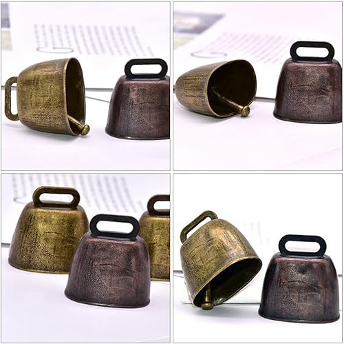 Miniatura 7 de ERINGOGO Campanas de pastoreo de cobre, campanas de pastoreo de cobre, campanas de bronce ruidosas, campanas de llamada de hierro para caballos de