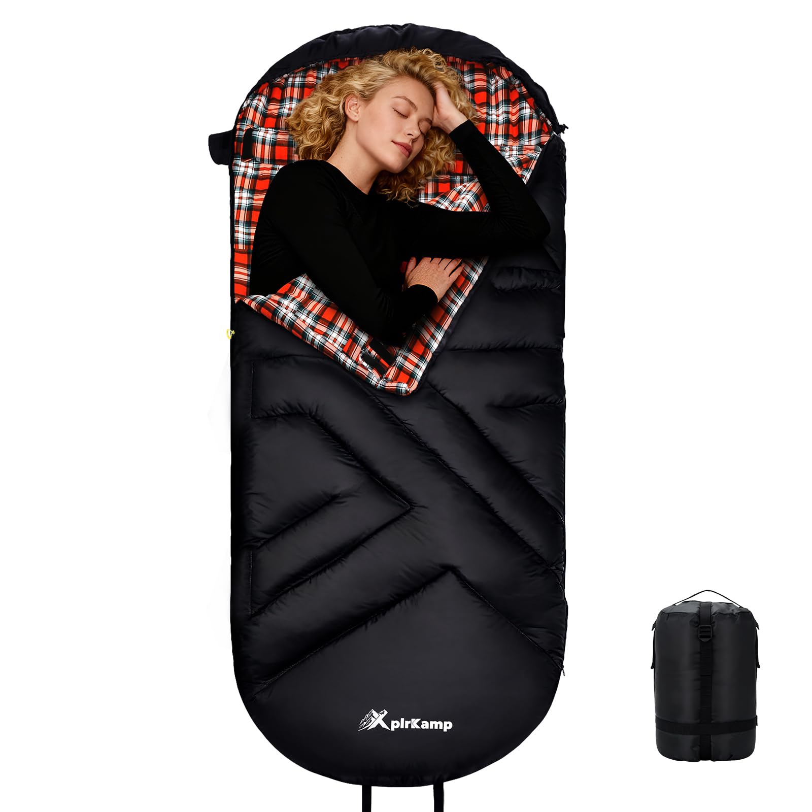 Cotton Flannel Sleeping Bag for Adults 4 Season Extra Big Tall XXL Portable Sleeping Bag for Winter Cold