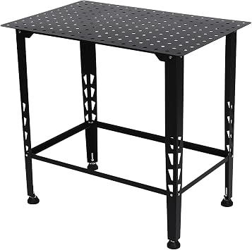 Welding Table, 3624Portable Welding Table, Steel Welding Workbench Table on Wheels | 600 lbs Load Capacity | Height Adjustable Stop Base | Practical Clamps| 32.87-inch Height | Black