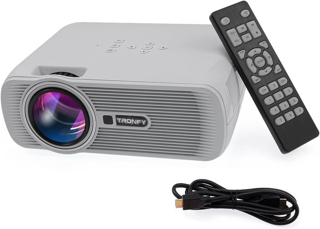 TRONFY TP80 800x480 LCD LED Portable Mini Projector Movie Video Game Home Cinema Theater Support VGA USB SD AV with HDMI Cable- White