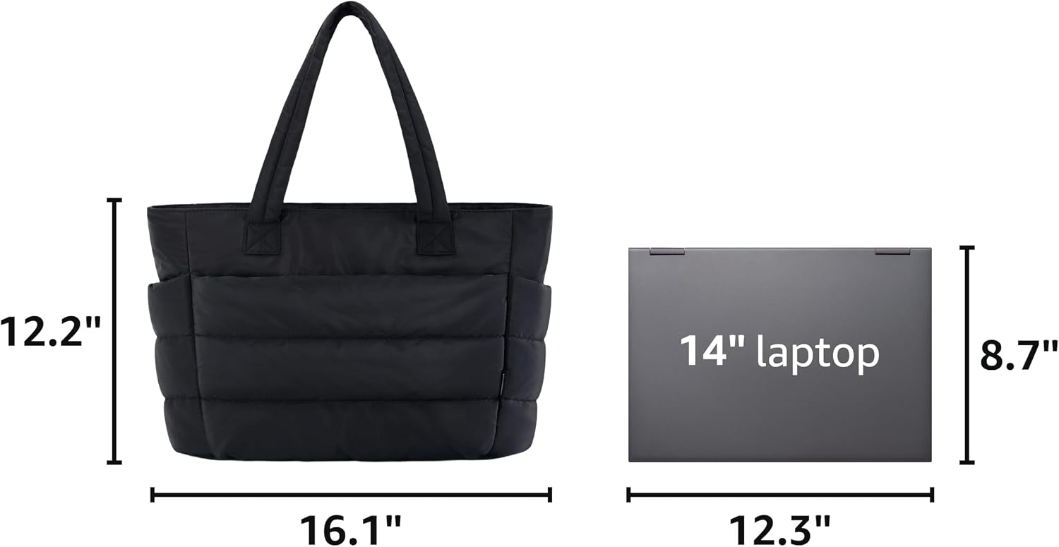  Puffy Tote Bag for Women, Lightweight Work Tote Handbag thumbnail