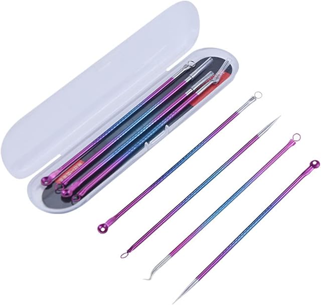 Color Blackhead Tool Kit, Stainless Steel Acne Needles Double Side Spot Squeezer Tool, Pimple Popper Tool Kit, Whitehead Removal