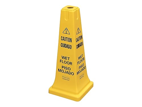 Miniatura 2 de Rubbermaid Commercial Products "Caution Wet Floor" Cono de seguridad, 25 pulgadas, amarillo, señal de advertencia multilingüe para tiendas de