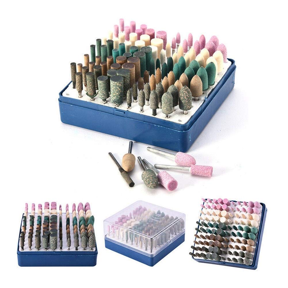 Cabezal de pulido y esmerilado Herramienta giratoria cabeza de la herramienta abrasiva 100pcs 3 mm Eje de cerámica del molde de piedra Rotary Muela Muela Muela de pulido cabeza de la rueda