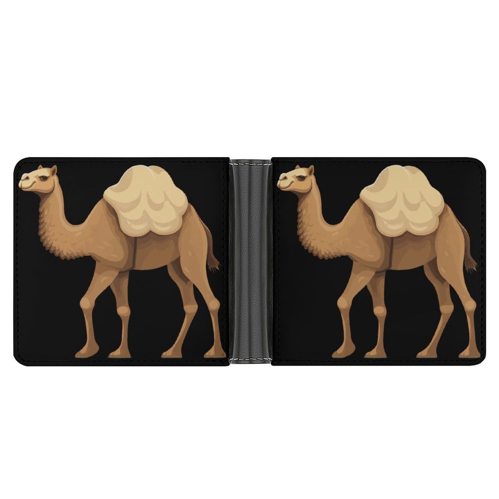 Camels-1 Bifold Wallet PU Leather Coin Purse Lightweight Credit Card Holder Wallet Money Clip