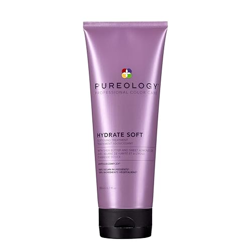 Pureology Tratamiento hidratante suavizante suave para cabello seco y teñido que añade suavidad, sin sulfatos, vegano, 6.7 onzas líquidas.