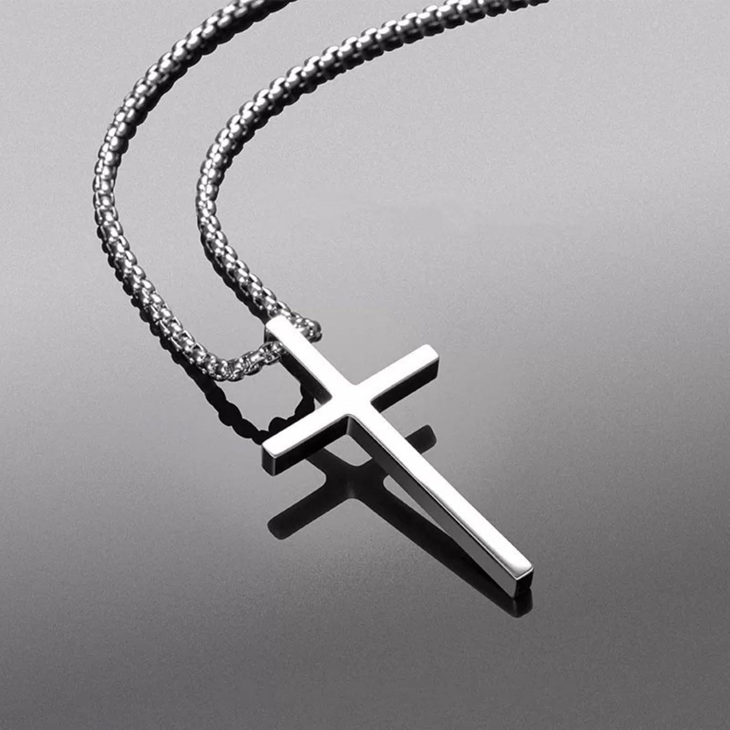 Cross Necklace For Men, Sliver Mens Cross Necklaces And Stainless Steel Pendant, Chains For Men 24 Inch - Image 6