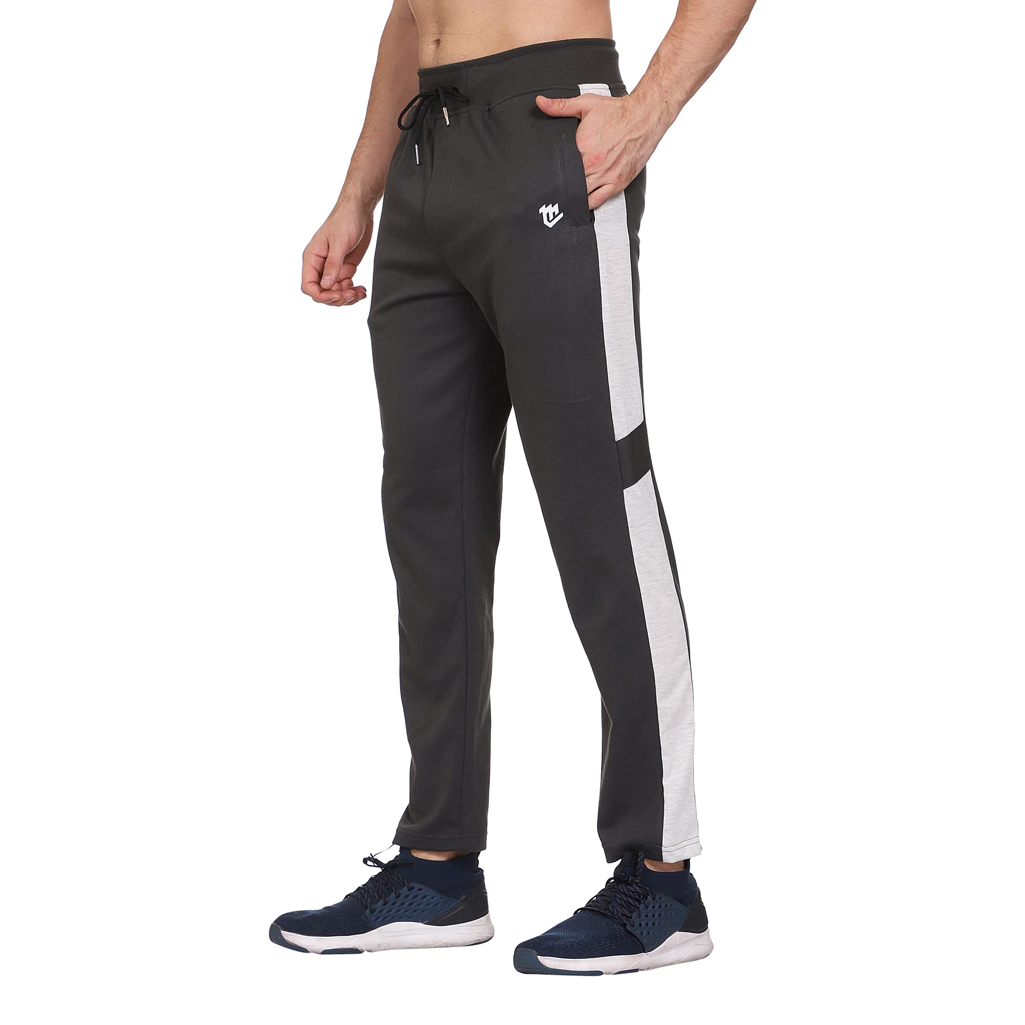 MARK LOUIIS Track Pants for Men: Regular Fit Cotton Blend Lower with Side  Zipper Pockets, Back Pocket Your Go-to for Running, Gym, and Comfortable