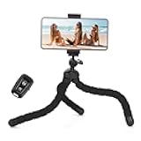 UTEBIT Octopus Phone Tripod, Portable Phone Holder Flexible Cell Phone Tripod Stand with Wireless Remote, Mini Travel Camera Stand Compatible with iPhone, Android All the Phones, Samsung, GoPro, Black