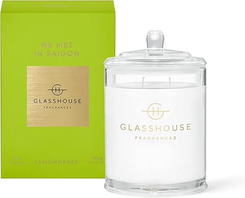 Glasshouse Fragrances We Met in Saigon - Vela con triple aroma de cera de soja natural, 2 mechas y tarro de vidrio, tiempo de combustión de 65