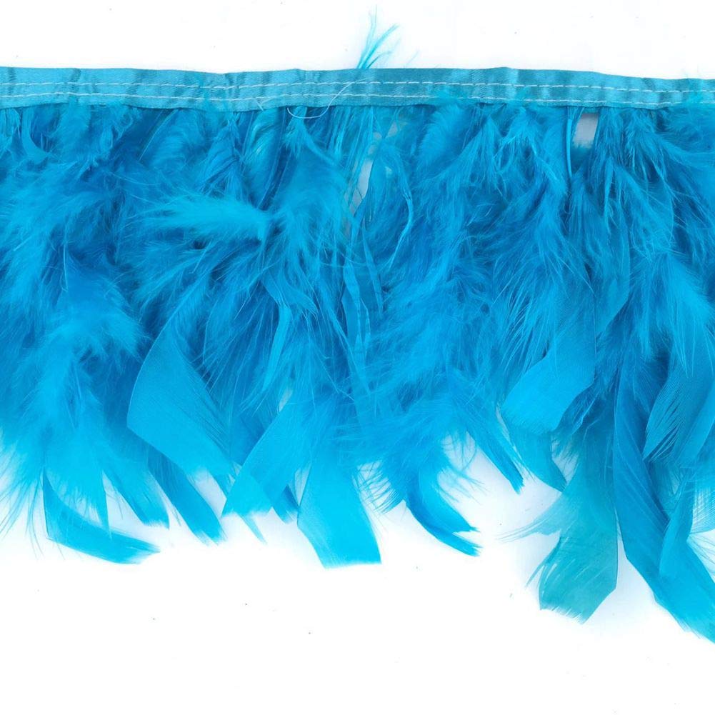 Frange Plumes Dinde 1,8m - Bleu Roi - Pour Costumes, Mariage, Décoration