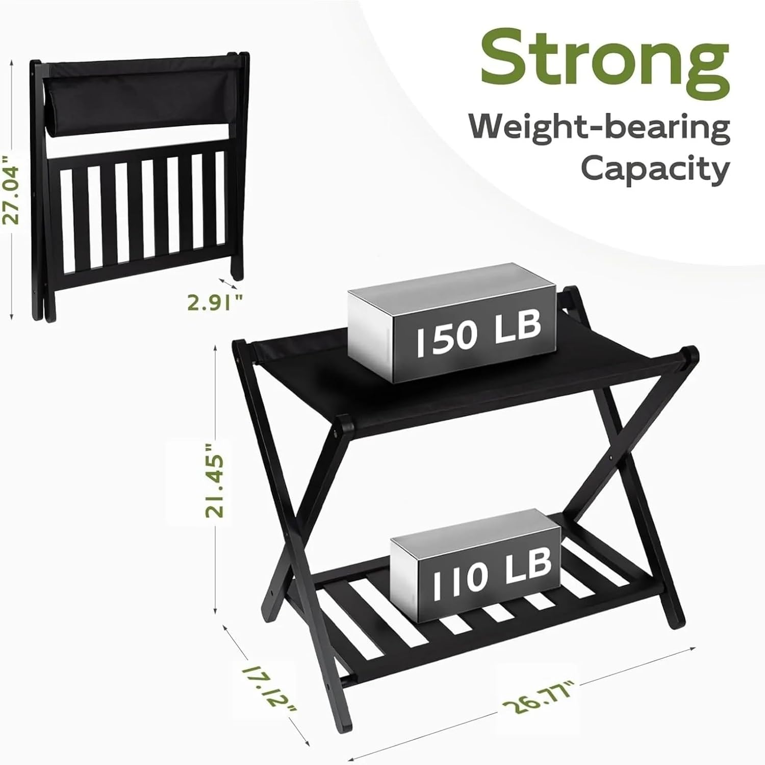Luggage Rack Luggage Rack Assembled Luggage Rack for Guest Room, Whole Cloth Suitcase Stand with Storage Shelf for Home,Travel(Whole)