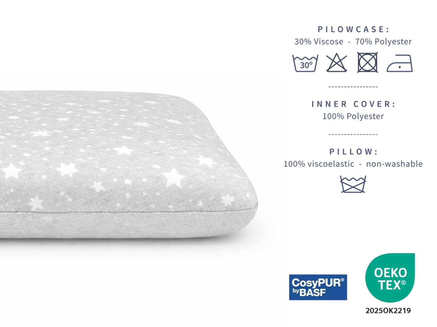DORMISSIMO 2 X Almohada 90x35-6 CM Viscoelástica | Desenfundable y lavable, Ergonómica, Su primera almohada