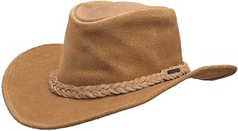 Outback Trading Unisex 13016 Warwick UPF 50 UV Protection Moisture-Wicking Western Outdoor Premium Leather Hat with Chin Cord