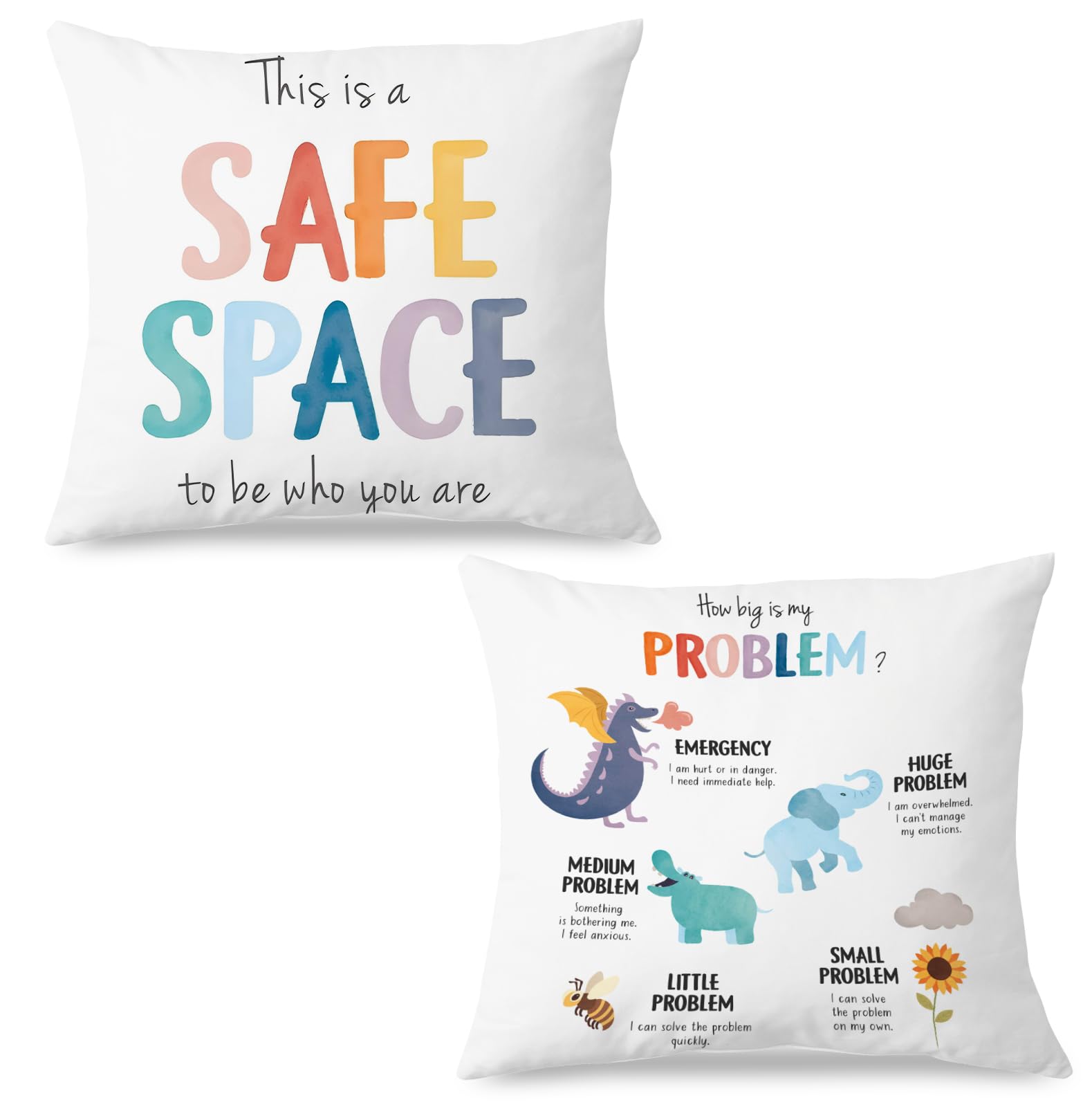 KRHFG Boho Classroom Safe Space Pillow Covers 18x18 Calm Down Corner Supplies Anxiety Relief Mental Health Pillow Covers