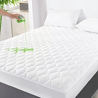 GRT King Size Quilted Fitted Bamboo Mattress Protector, 100% Waterproof Cooling Breathable Mattress Pad, Noiseless Mattress Cover, fits up to 21" Deep, Dust Proof