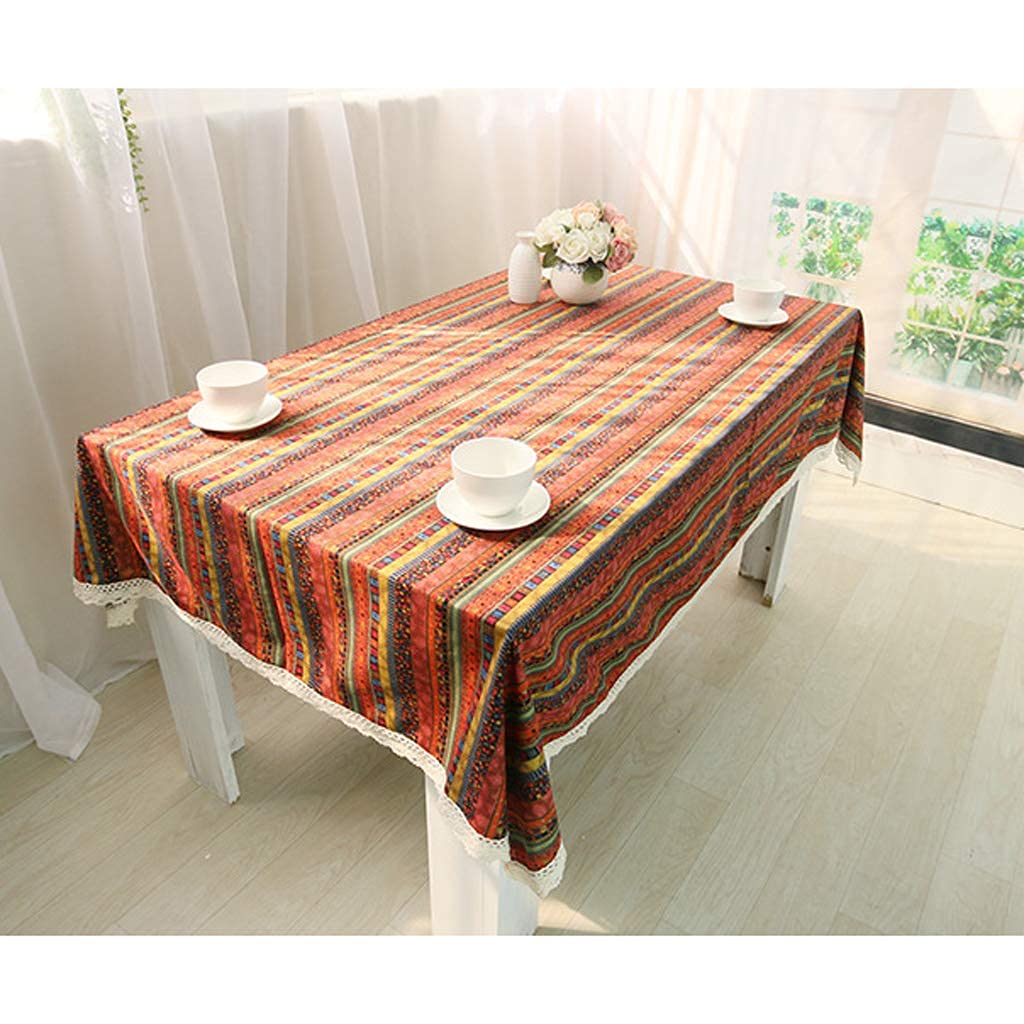 Nappe coton lin style ethnique imperméable 90x90cm rétro