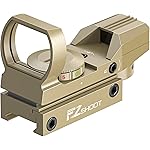 EZshoot Red Green Dot Gun Sight Scope Reflex Sight with 4 Adjustable Reticles Holographic Optic Khaki with 20mm Rail Mount