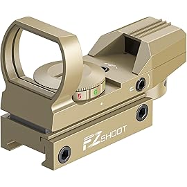 EZshoot Red Green Dot Gun Sight Scope Reflex Sight with 4 Adjustable Reticles Holographic Optic Khaki with 20mm Rail Mount