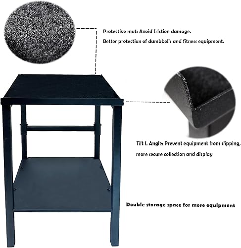Miniatura 7 de Soporte para mancuernas y pesas rusas, color negro, resistente, ajustable, soporte de pesas para mancuernas, soporte de pesas para gimnasio en casa
