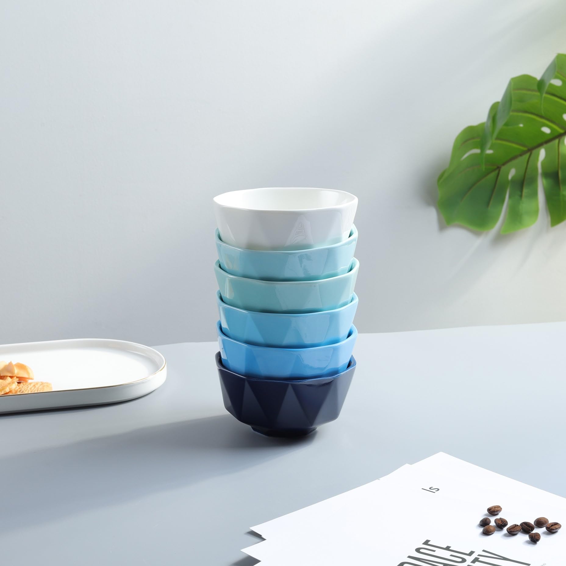 fanquare Set de 6 boles de postre de 340 ml, boles de helado de 4,5 pulgadas, aptos para microondas y lavavajillas, colores surtidos
