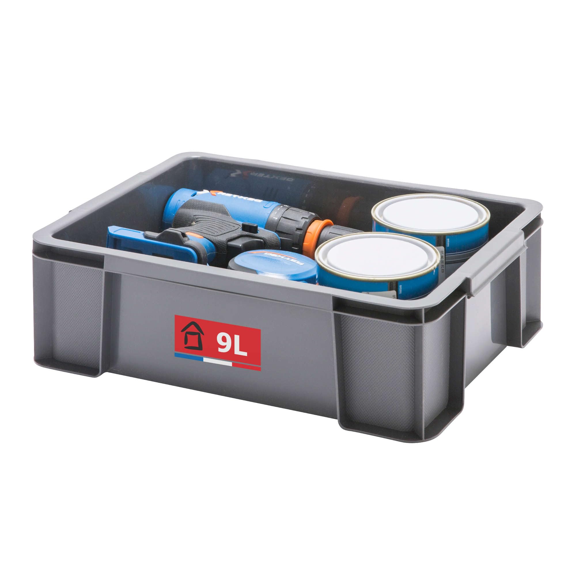 Sundis Master Box, caja almacenaje plastico, 9l de capacidad, reforzado, paredes rectas, apilable y combinable, ideal para el taller, el transporte, el garaje y el bricolaje