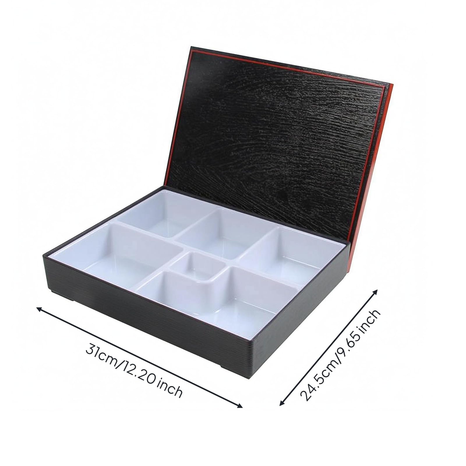 Contenitore Termoresistente Bento Box Pranzo Vassoio Portavivande Lunch Box Scatola Alimenti in Melamina con Coperchio Coordinato E Interno Bianco Adatto Ristorante Servizio al Banco
