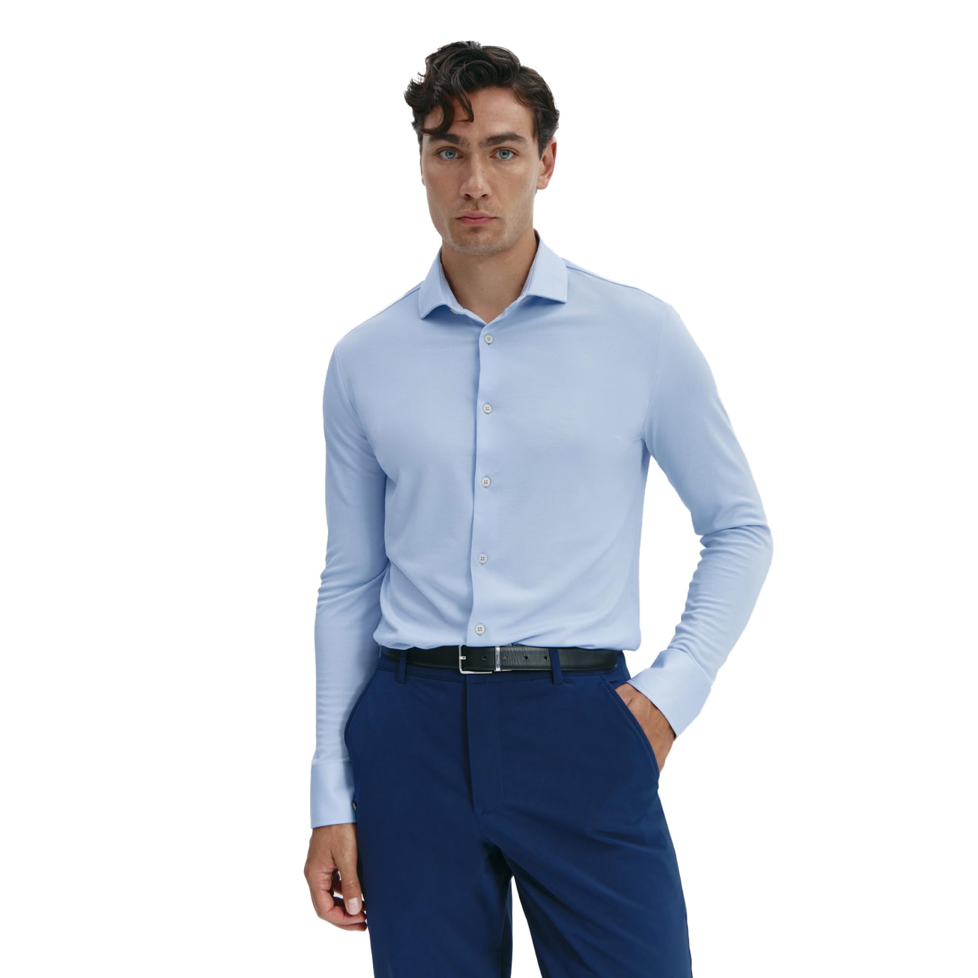 Sepiia Antiarrugas Antimanchas Reciclada Camisa Formal Slim para Hombre