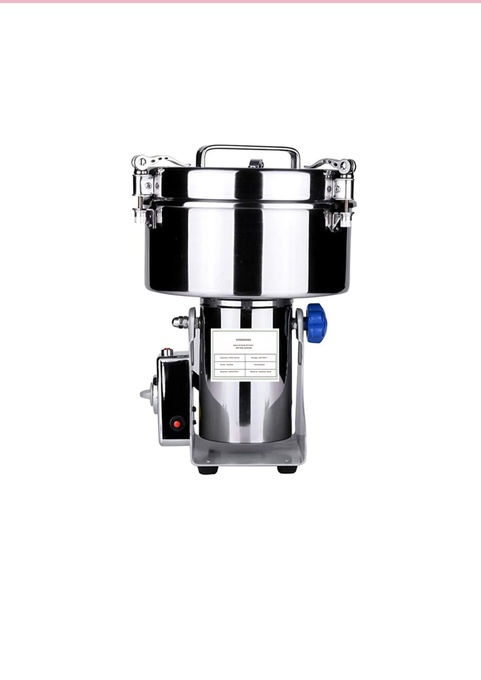 Spice & Herb Grinder 3000W | 1000g Stainless Steel High-Speed Masala Grinder | Commercial Dry Grinder-image-32