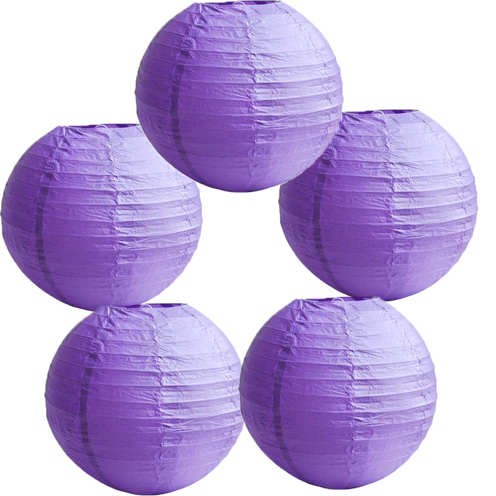 Time to Sparkle 5 Pack Tissue Paper Round Lanterns LampShade Lamp Shade Wedding Birthday Party Decoration | White, 30"(75cm) | — view 19